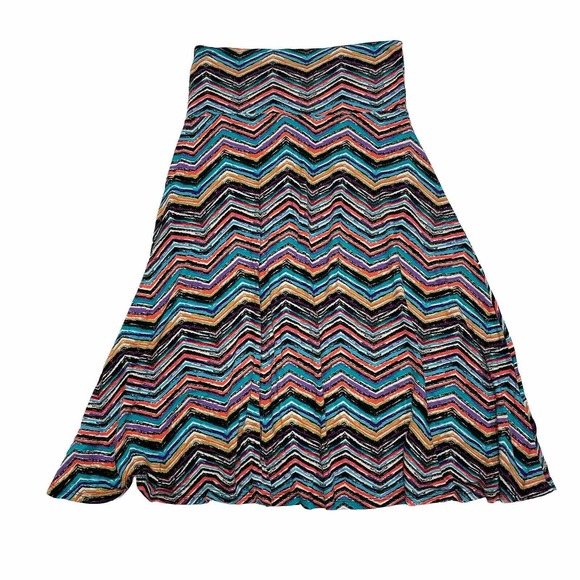 Lularoe Azure Skirt Womens Extra Small Colorful Stripe Knee Length Casual Ladies - Picture 1 of 8
